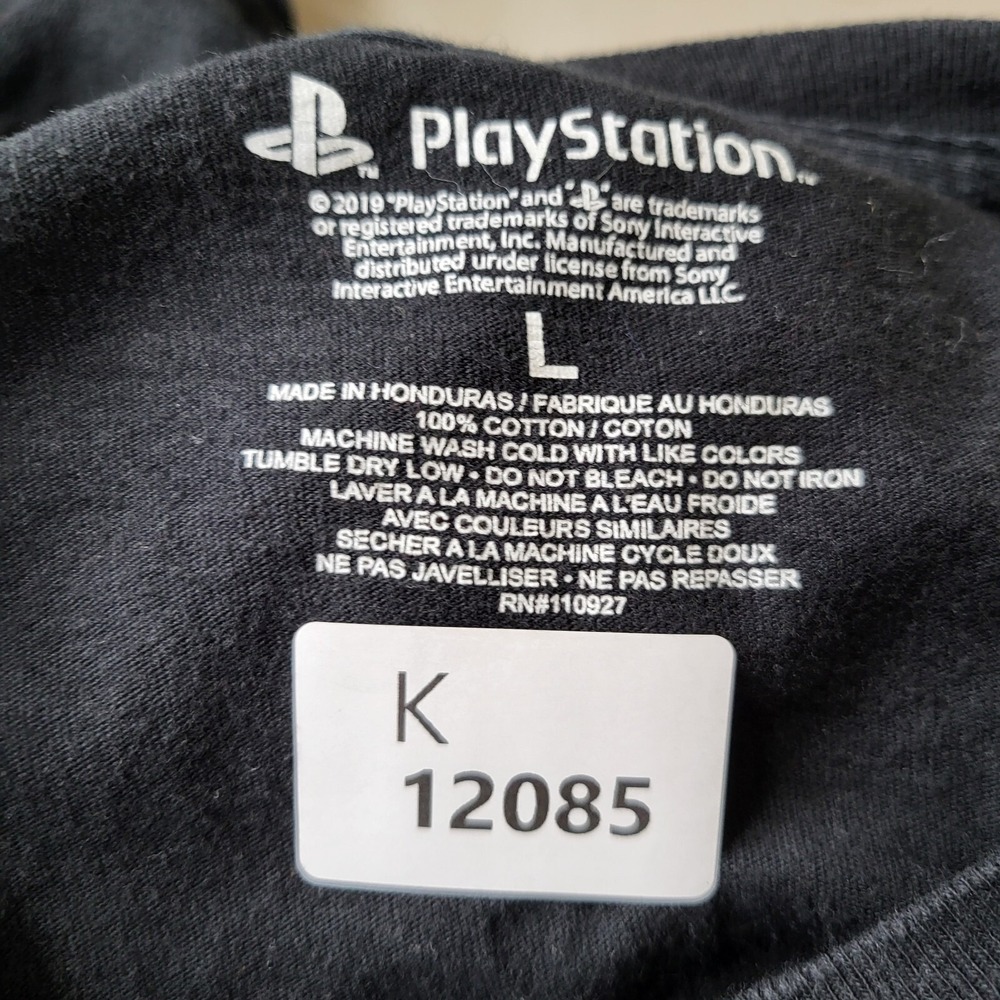 Playstation Women Top Shirt Large Black Graphic Print Slim Fit Crew Neck READ - Picture 2 of 9